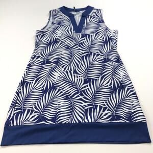 AQUA ET SOL Size LARGE Blue Long Sleeve COVER UP Dress Swim Suit Printed
